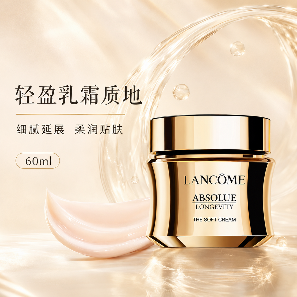 兰蔻LANCOME菁纯面霜清爽版60ml补水保湿紧致淡纹滋养修护柔润肌肤面部护肤霜正装赠送随机小样高清大图