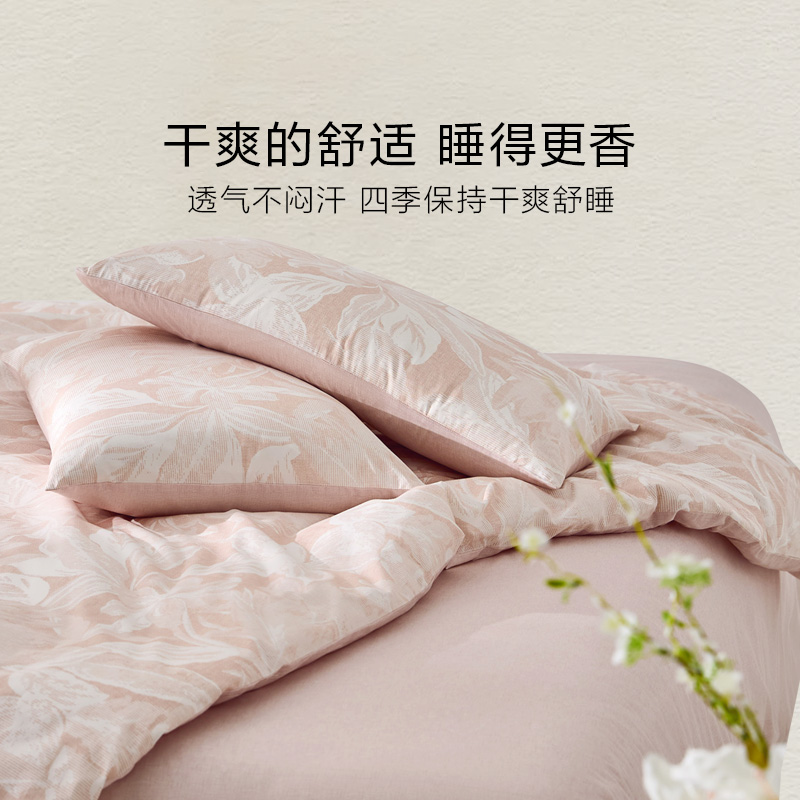 罗莱家纺四季床盖式四件套200x230cm棉质斜纹色织印花设计大方舒适耐用高清大图