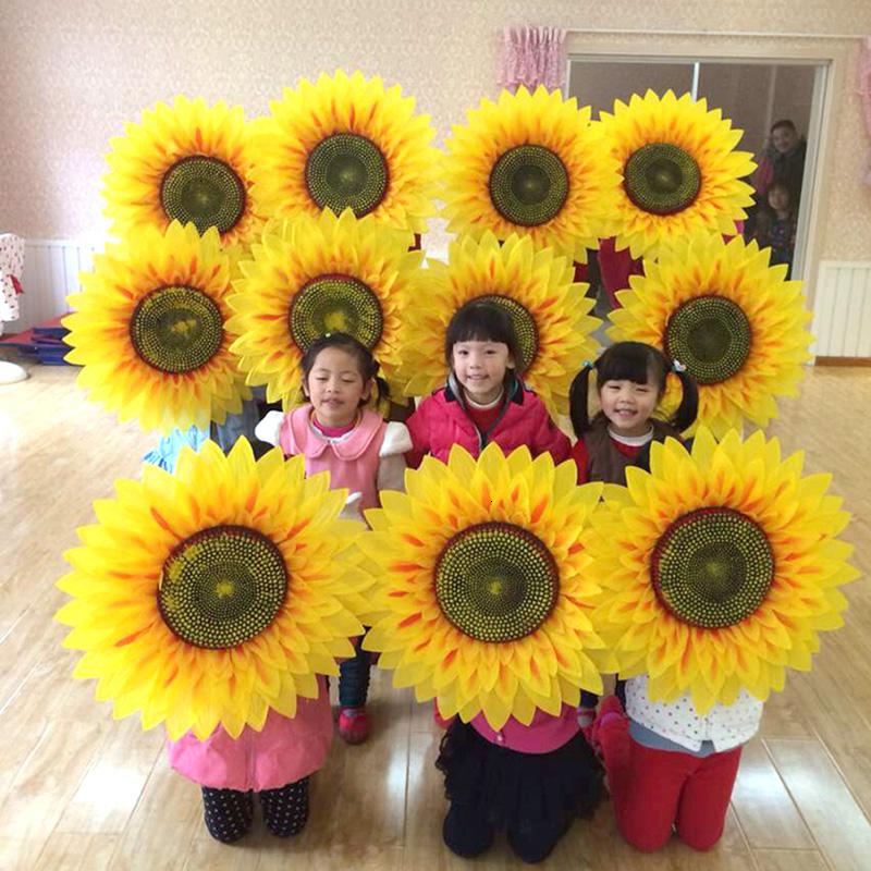 向日葵表演道具六一儿童节手花手上跳舞仿真葵花手拿舞蹈的太阳花
