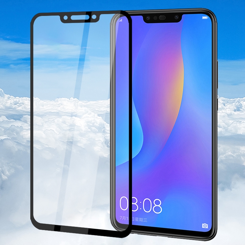 [买2送手机壳]轻万适用华为nova3i钢化膜honor全屏玻璃贴膜huawei黑色高清手机保护膜高清大图
