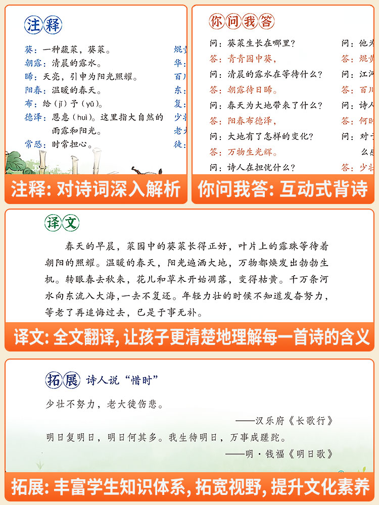 小学必背文学常识积累大全 小学通用 [正版]小学生必背古诗词75十80首你问我答背古诗书神器小学一到六年级大全人教版三四高清大图