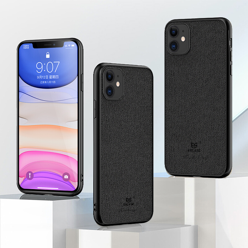 ESCASE 苹果11手机壳iphone11保护套 6.1英寸个性创意全包边防摔贴皮背壳 ES-19深邃黑