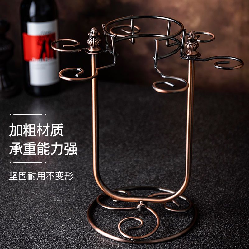 创意一体红酒杯醒酒器杯架悬挂倒挂高脚杯6只装家用红酒架摆件