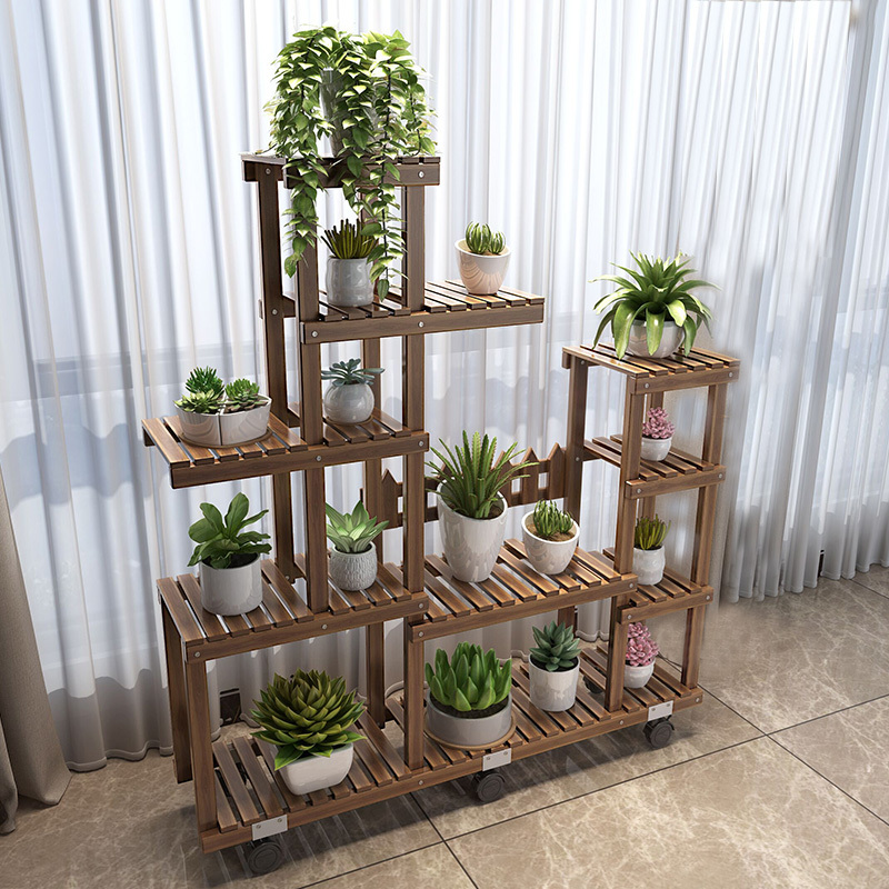 窄阳台花架闪电客省空间多肉植物花架子实木质落地式多层可移动带轮花架报价 参数 图片 视频 怎么样 问答 苏宁易购