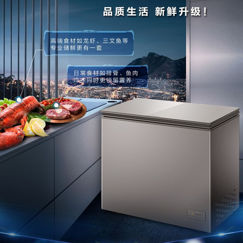 海尔冰柜家用冷柜卧式冷藏柜200L零下-40度超低温冷冻柜单温单箱一级能效无需除霜无需除霜BC/BD-200HER