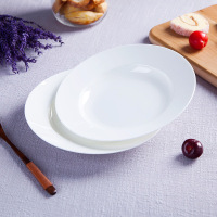 LICHEN景德镇骨瓷餐具纯白陶瓷盘子碟菜盘鱼盘 8英寸深盘