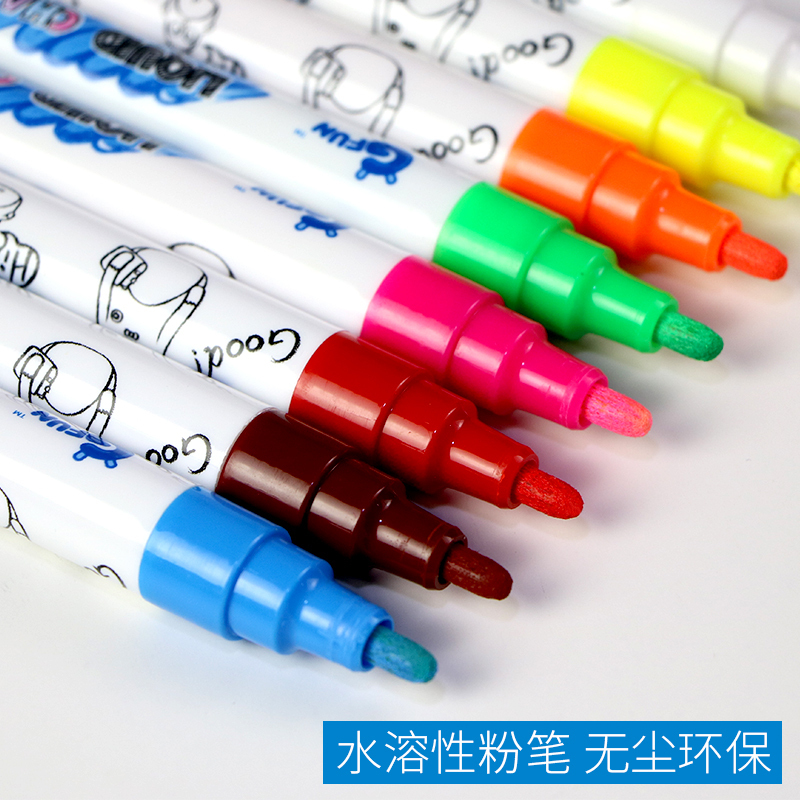GFUN水彩笔液体粉笔无尘环保笔 3岁以上儿童黑板画板专用液体高容量粉笔 基础8色绘画笔工具套装 PVC液体粉笔400G