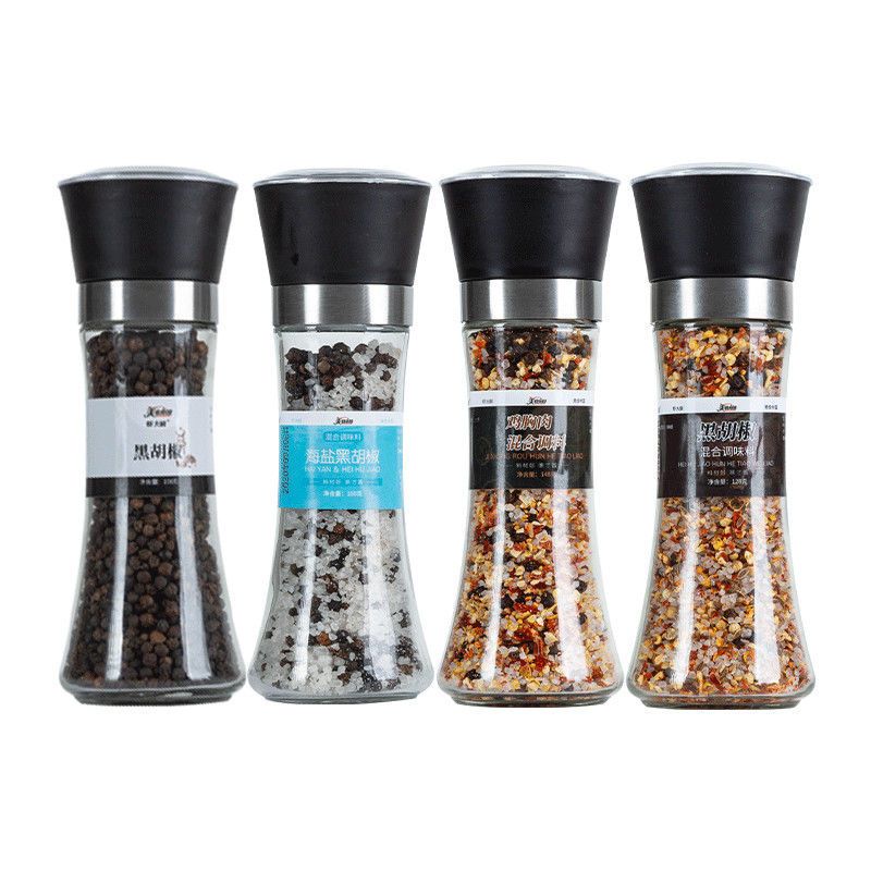 黑胡椒海盐黑胡椒粒黑胡椒研磨器自带黑胡椒粉牛排鸡胸肉调料健