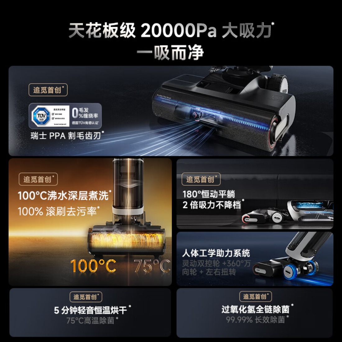 追觅(DREAME) 用热水高温速干吸拖洗烘一体洗地机H30 Ultra 旋锋版高清大图