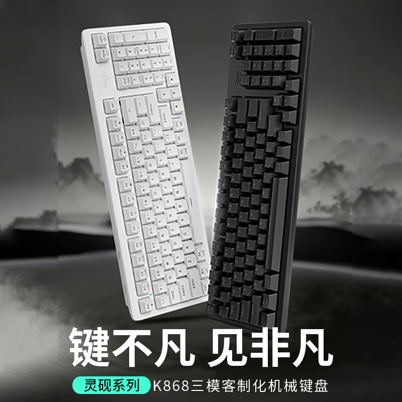 罗技K868三模机械键盘白色高清大图