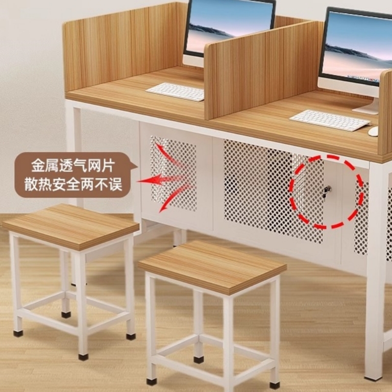 伟樽多媒体课桌带屏风一桌二凳120*60*75cm套高清大图