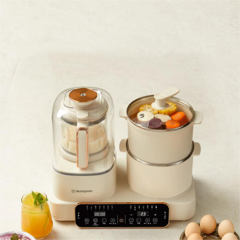 西屋(WESTINGHOUSE)多功能破壁机 全自动家用二合一早餐机蒸煮料理机 WSC12D01 杏仁白1.2+2升/台高清大图