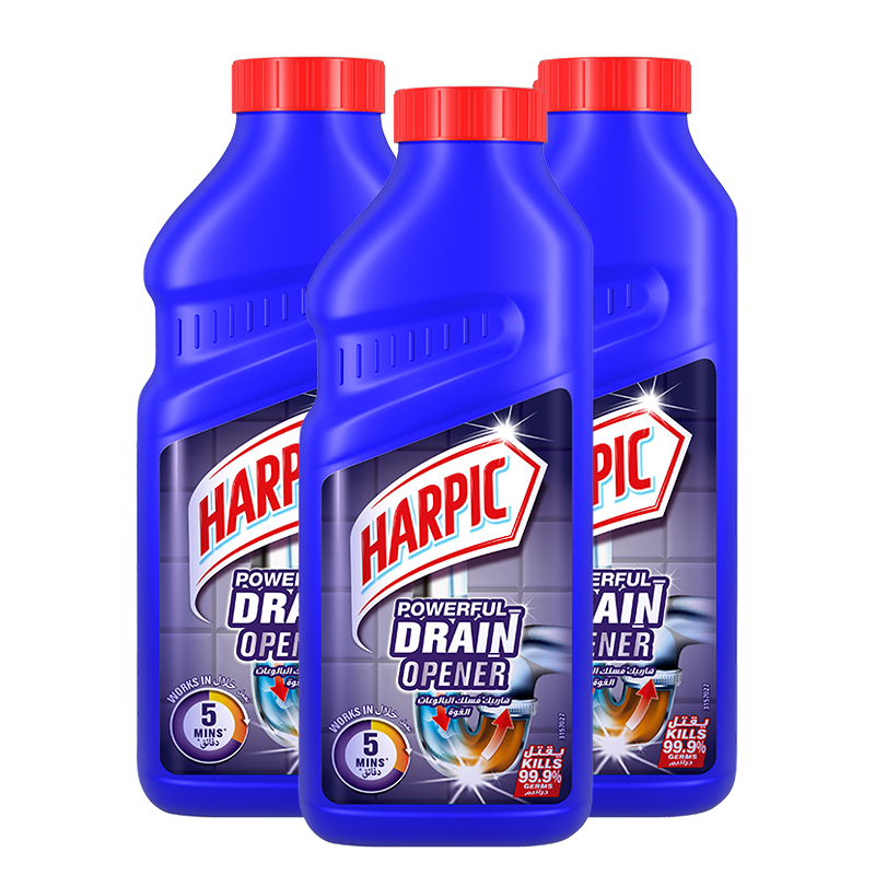 HARPIC亮湃管道疏通剂500ml*3瓶速通下水道强力溶解堵塞头发除臭味马桶厨房