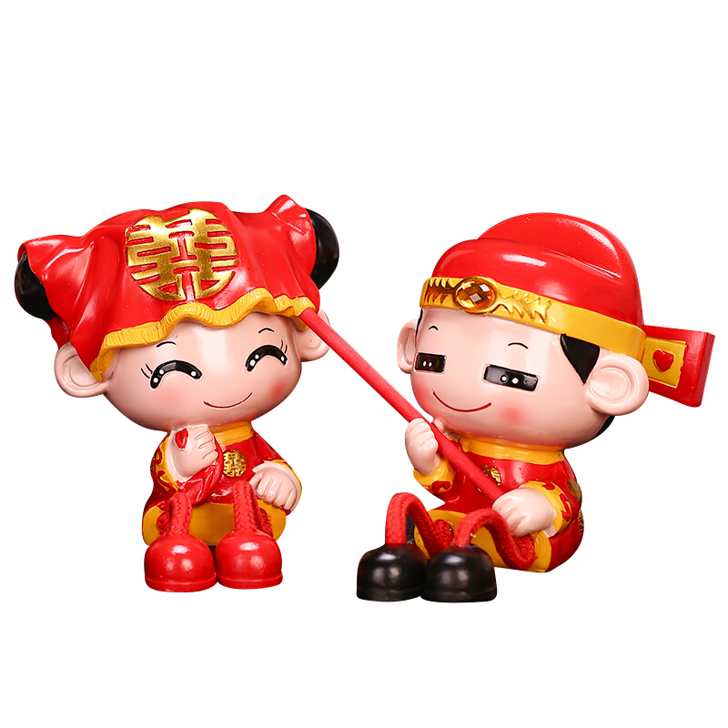 婚庆公仔一对结婚新郎新娘摆件婚房装饰树脂情侣娃娃创意礼品
