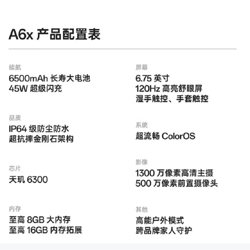 OPPO A6x 5G手机oppo 墨竹黑 6+128GB 新款手机2026全新款上市 天玑6300 6.75英寸屏 6500毫安大电池 45W闪充高清大图
