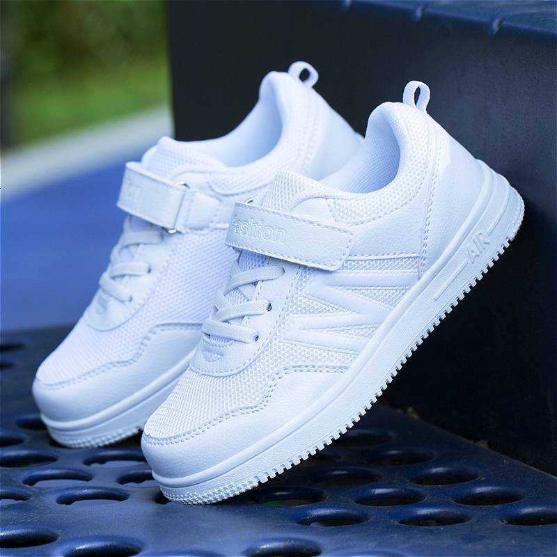 男童白色运动鞋女童白鞋中大童鞋透气男孩儿童小白鞋秋春季小学生