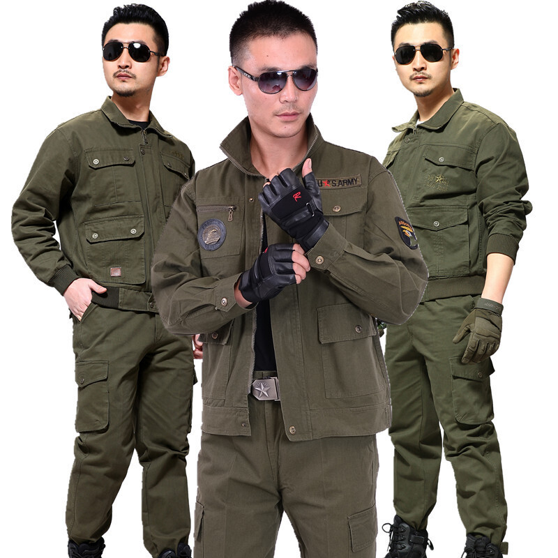 梵克公牛牛仔工作服套装男棉秋男士电焊工作服男套装耐磨宽松防烫焊工劳动劳保服定制[新款]