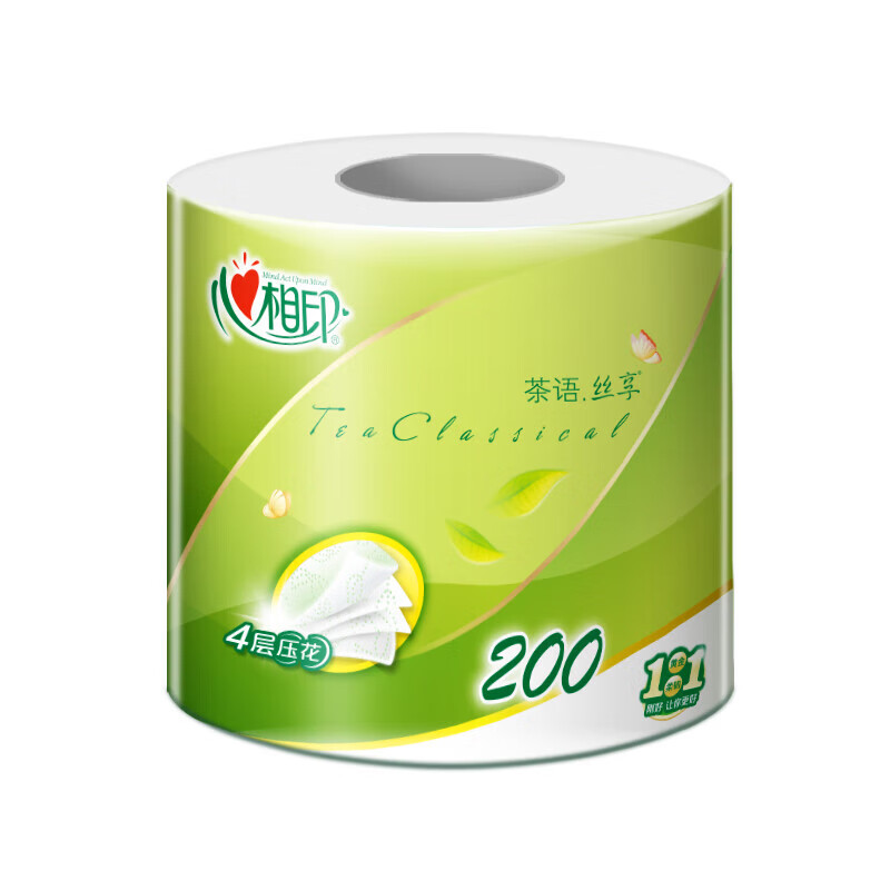 心相印 茶语丝享200克10粒装四层茶叶压花卷筒卫生纸*6提 BT2610(箱装)高清大图