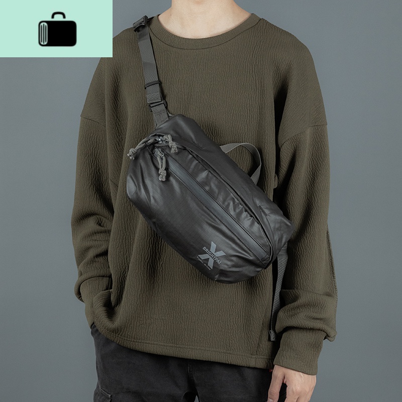 街头潮流男单肩斜挎休闲牛津布背包时尚多功能胸包防水运动骑行包NEWLAKE 黑色