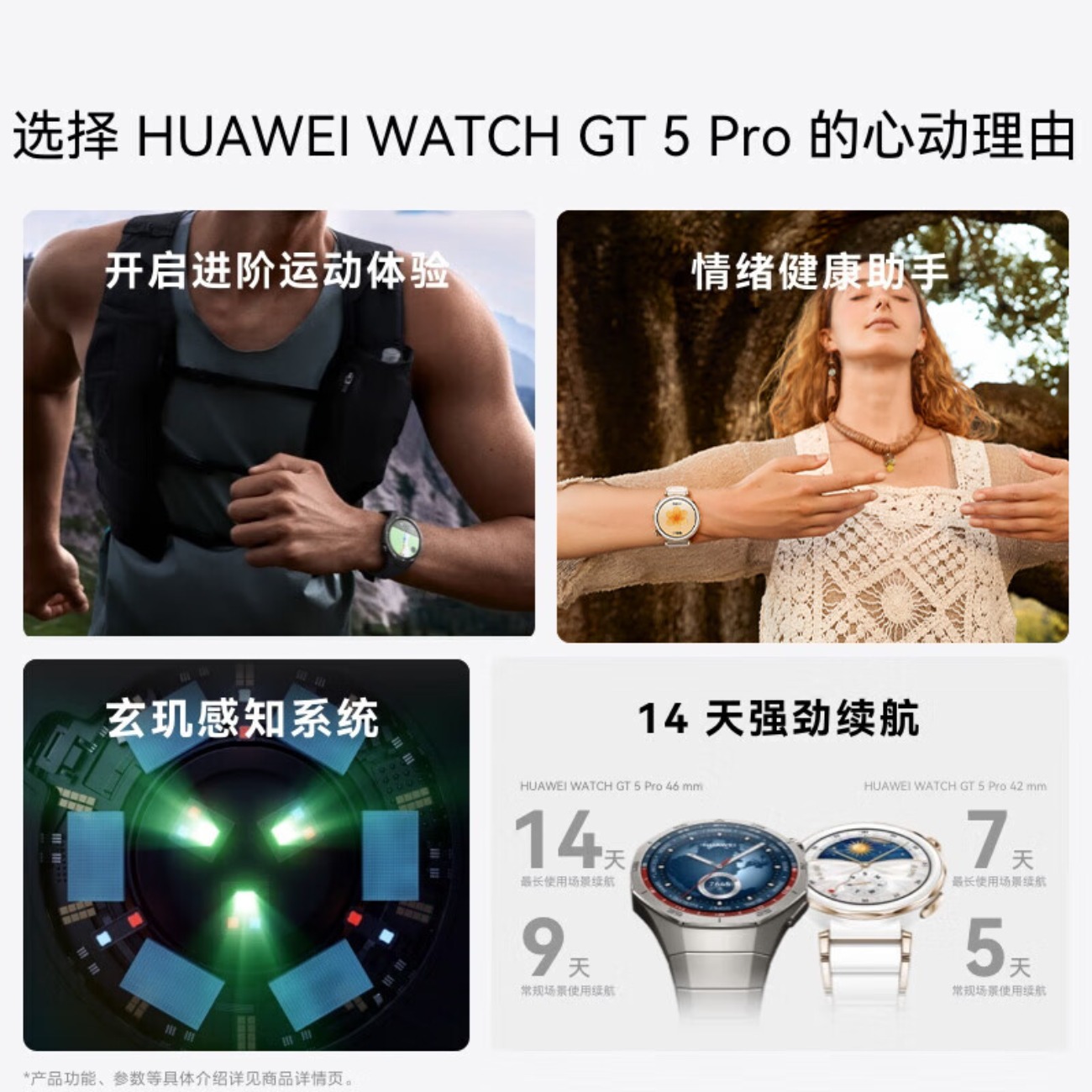 华为(HUAWEI)手表WATCH GT5 Pro 玄机感知血氧两周续航防水46mm 钛空银钛金属表带高清大图