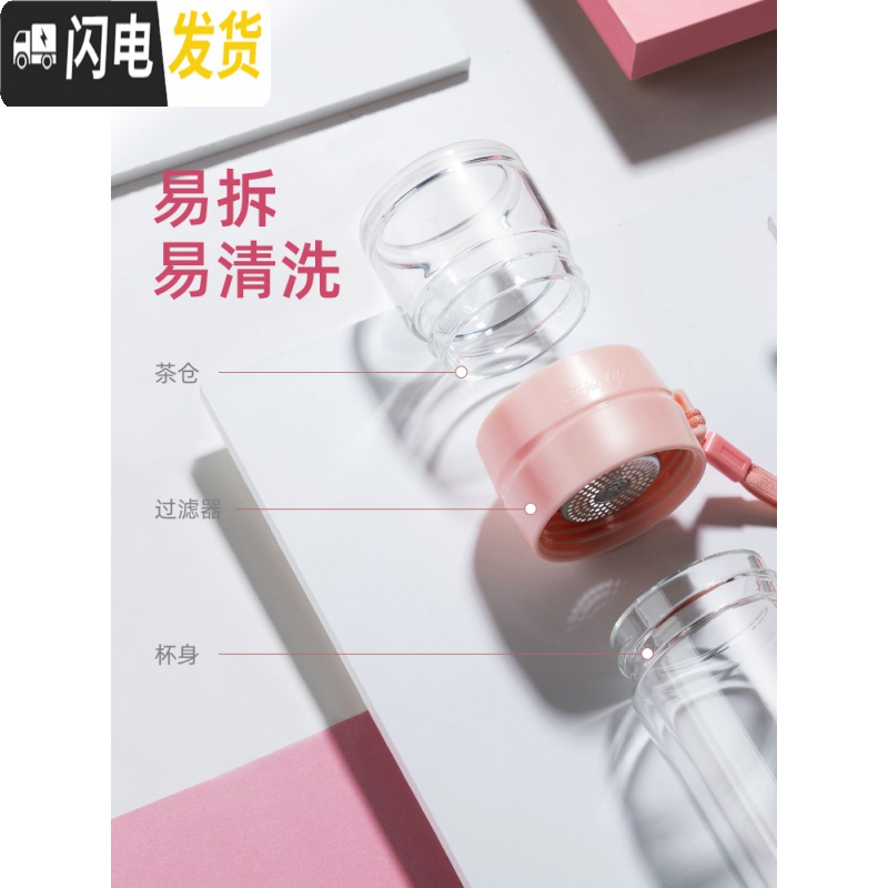 三维工匠茶水分离泡茶杯双层玻璃杯喝水家用水杯过滤茶杯男女便携杯子_651高清大图