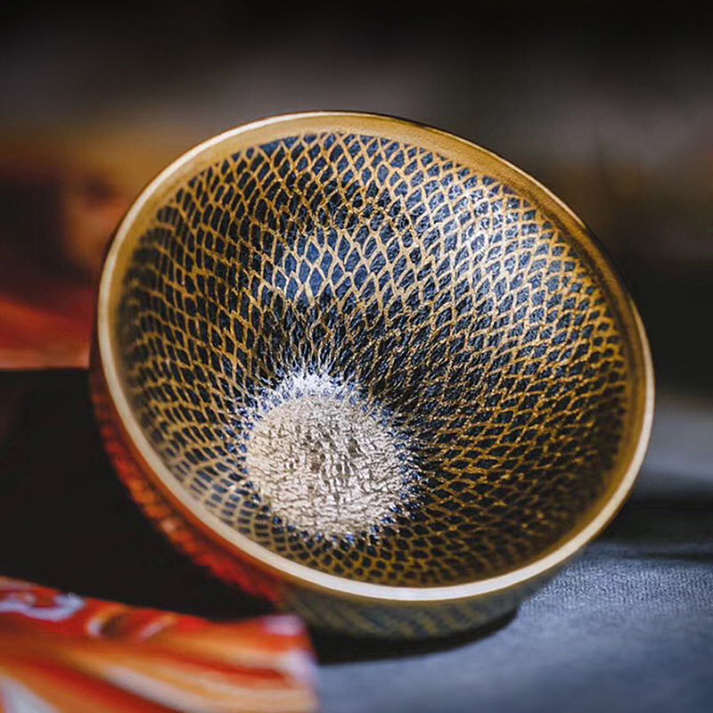 铭陶满堂金麒麟建盏茶盏主人杯纯手工黄金龙鳞纹天目盏原矿品茗杯