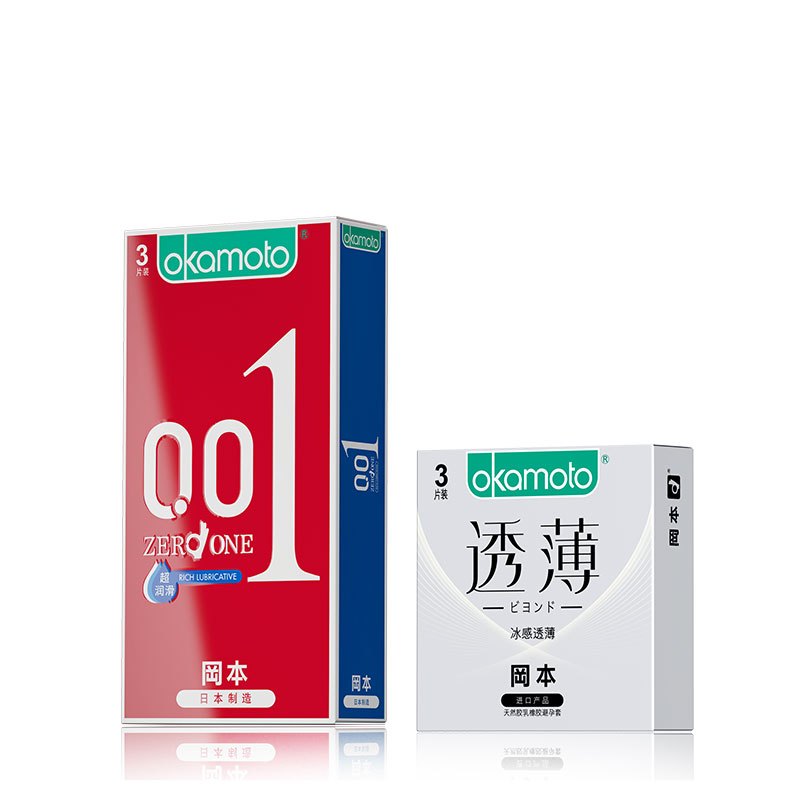 冈本成人避孕套套 共6片装 男用薄聚氨酯避孕套0.01超润滑 3片装 冰感透薄3片