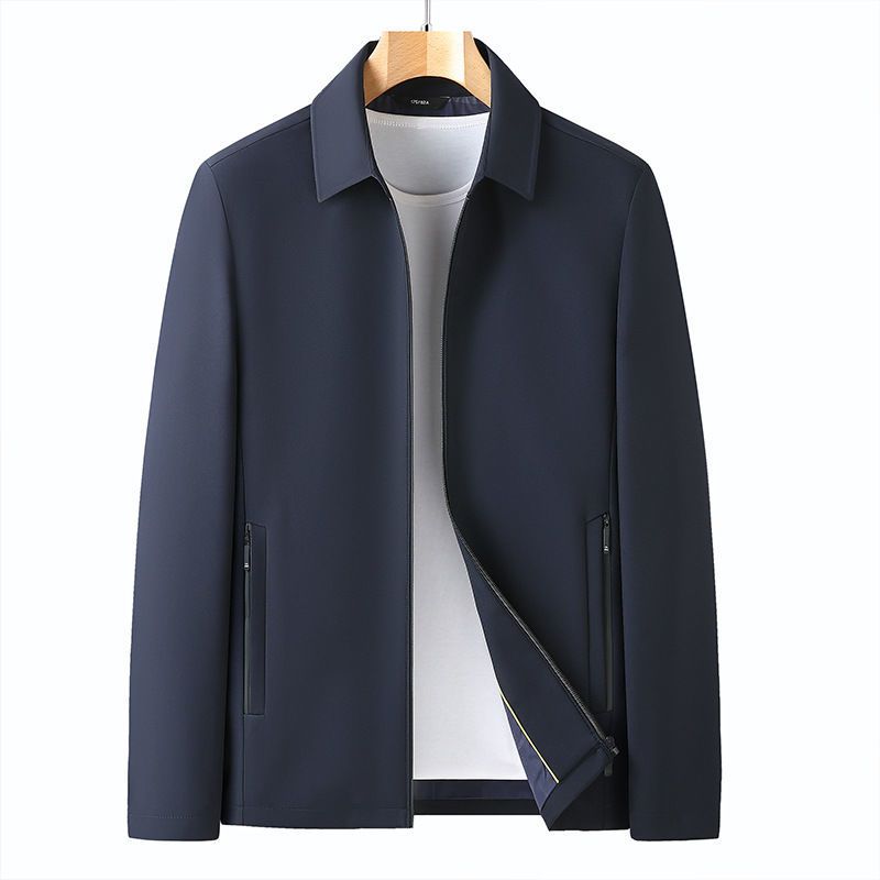 carli男式爸爸装外套中年男士春季翻领夹克领导服中老年人男装