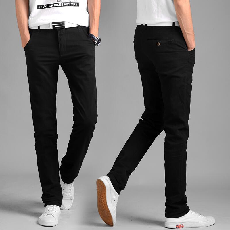 夏季款休闲裤男士直筒修身青年有弹性弹力夏裤英伦潮男裤卡其色