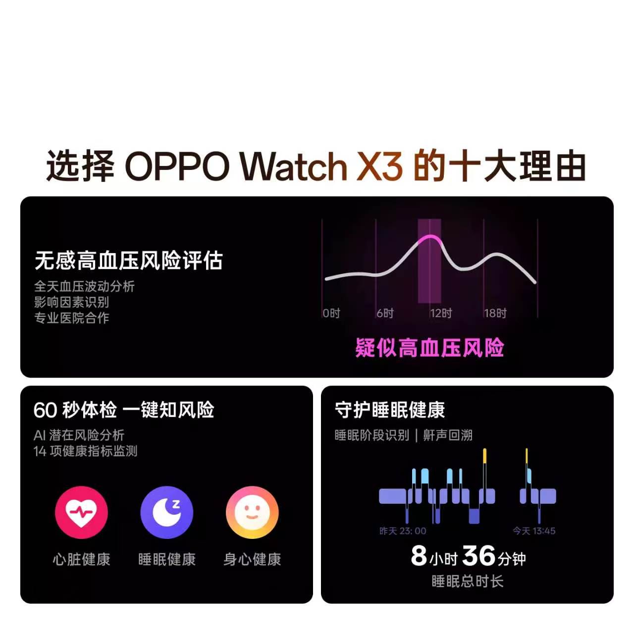 [智能手表]OPPO Watch X3 OWW261 引力黑 航天级钛合金表体高清大图