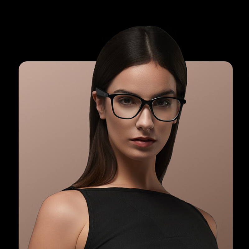 界环 AI智能眼镜非AR 实时翻译音频眼镜 无线蓝牙眼镜 方框猫眼款 曜石黑高清大图