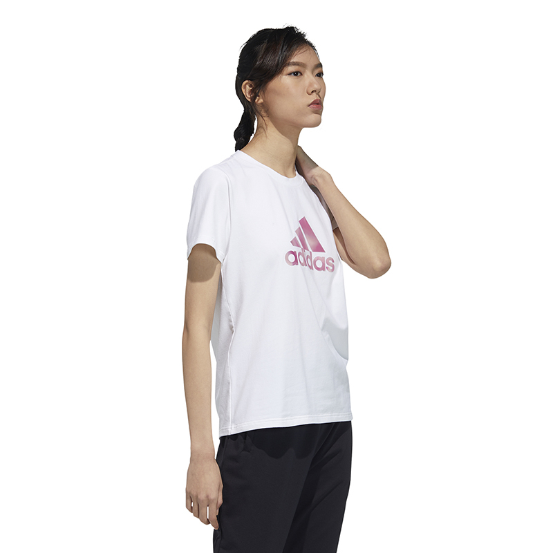 adidas fi foil tee 印花圆领运动短袖t恤 女款 白色 gp0699