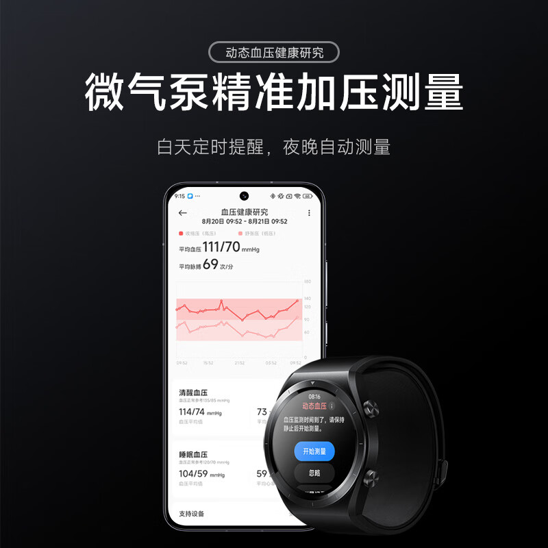 小米(MI)Watch H1 E 腕部血压记录仪 小米血压手表血氧监测 智能手表 蓝牙通话 送父母送长辈高清大图