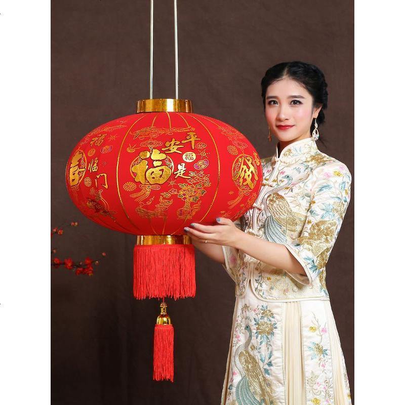 大红灯笼挂饰新年春节过年喜庆乔迁灯笼大阳台户外圆形福字灯笼