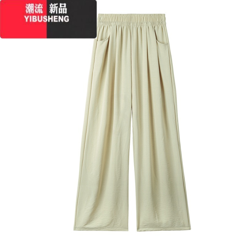 YIBUSHENG棉麻阔腿裤女2024新款季垂感休闲慵懒风小个子窄版冰丝山本裤子