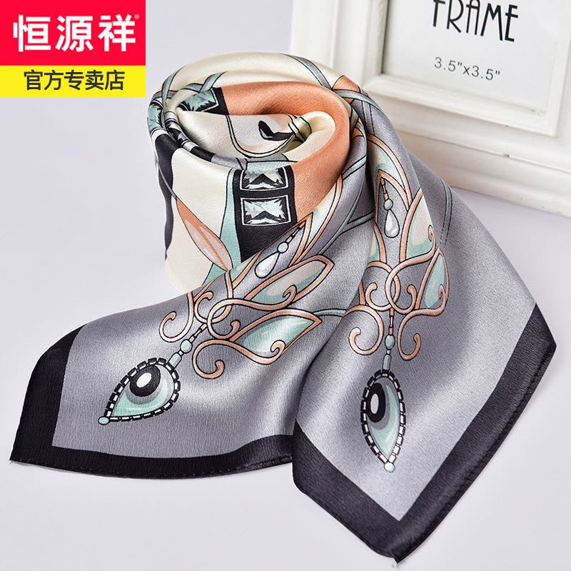 恒源祥红色真丝丝巾女100%桑蚕丝春秋妈妈围巾小方巾送礼2023新款图片