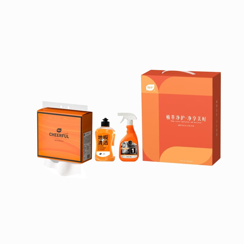 植护 ZH4850N03 植萃悦享清洁日化套装 挂抽厨房纸*1+厨房油污净*1+地板清洁剂*1 (单位: 盒)