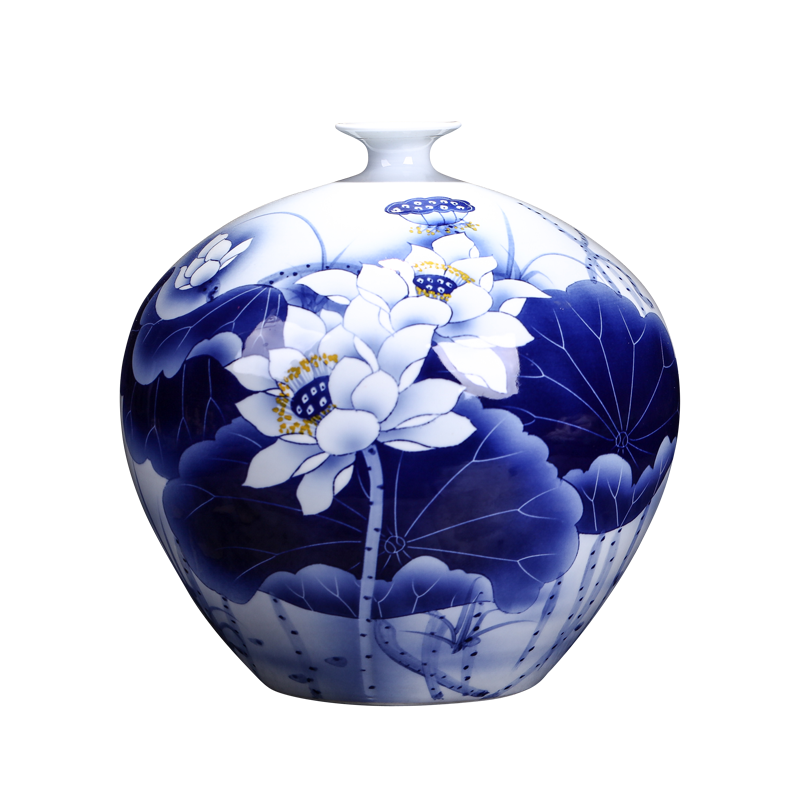 景德镇陶瓷器手绘青花瓷花瓶 客厅电视柜家居装饰工艺品瓷器摆件 三维工匠高清大图