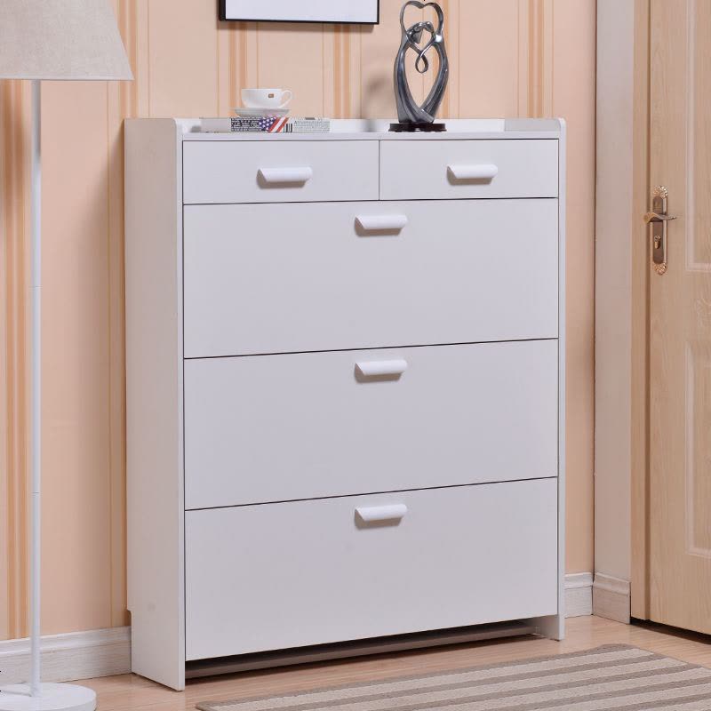 口超薄翻斗鞋柜实木纹大容量环保鞋架简约现代多功能组装厅柜 单抽55长*17厚*120高图片