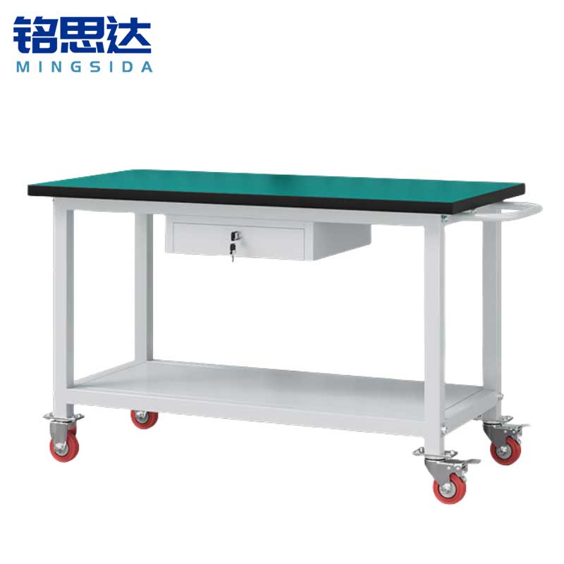 铭思达轻型防静电工作台双层120*60*75cm(带轮)张高清大图