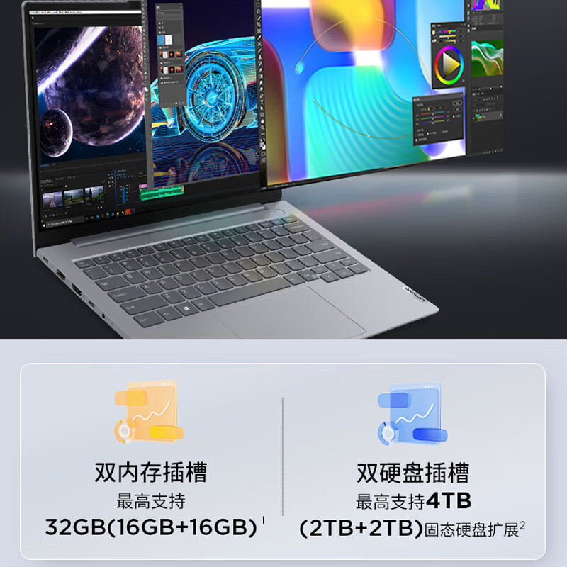 ThinkPad ThinkBook 14 SE SLCD 14英寸大屏学生游戏娱乐商务办公笔记本电脑 高清屏高色域屏 酷睿i5-13420H 16G内存 512G固态高清大图