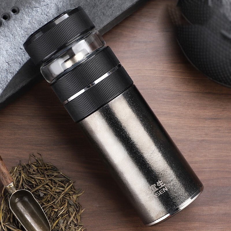 水宜生保温杯400ml茶水分离保鲜纯钛抑菌泡茶杯T818(随机发货)高清大图