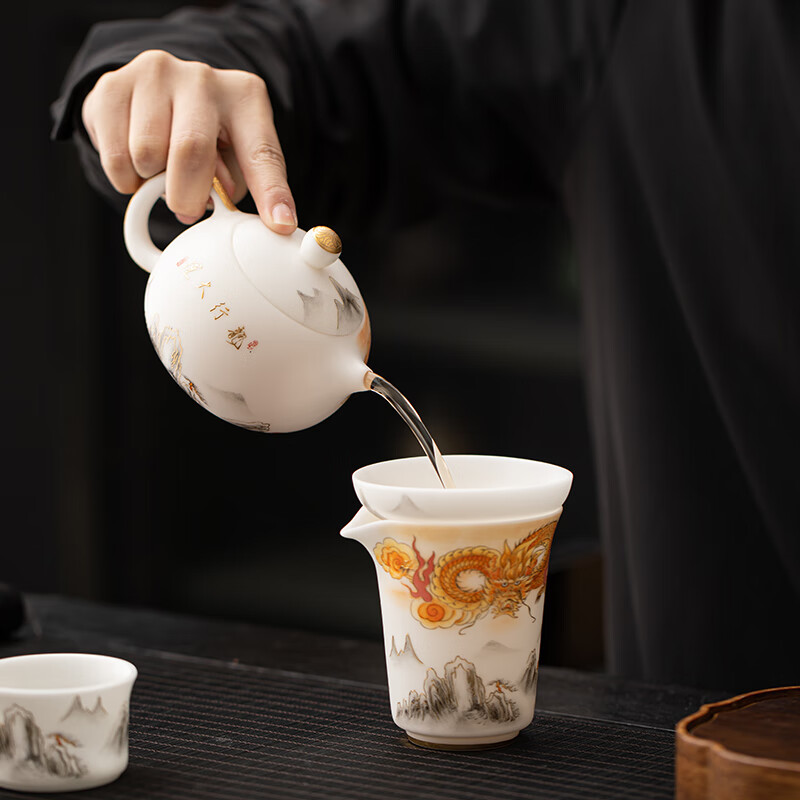 苏氏陶瓷/SUSHI CERAMICS J1005 龙行大运西施壶茶具套装 (单位:套)高清大图