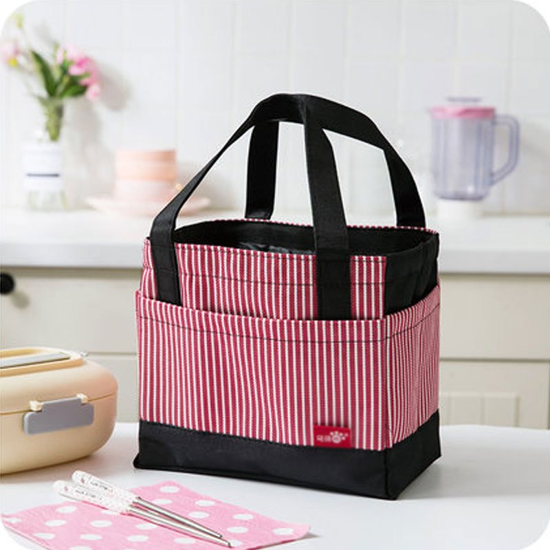 创意上班饭盒袋手提包韩版简约清新帆布饭袋子学生大号装提带饭的便当