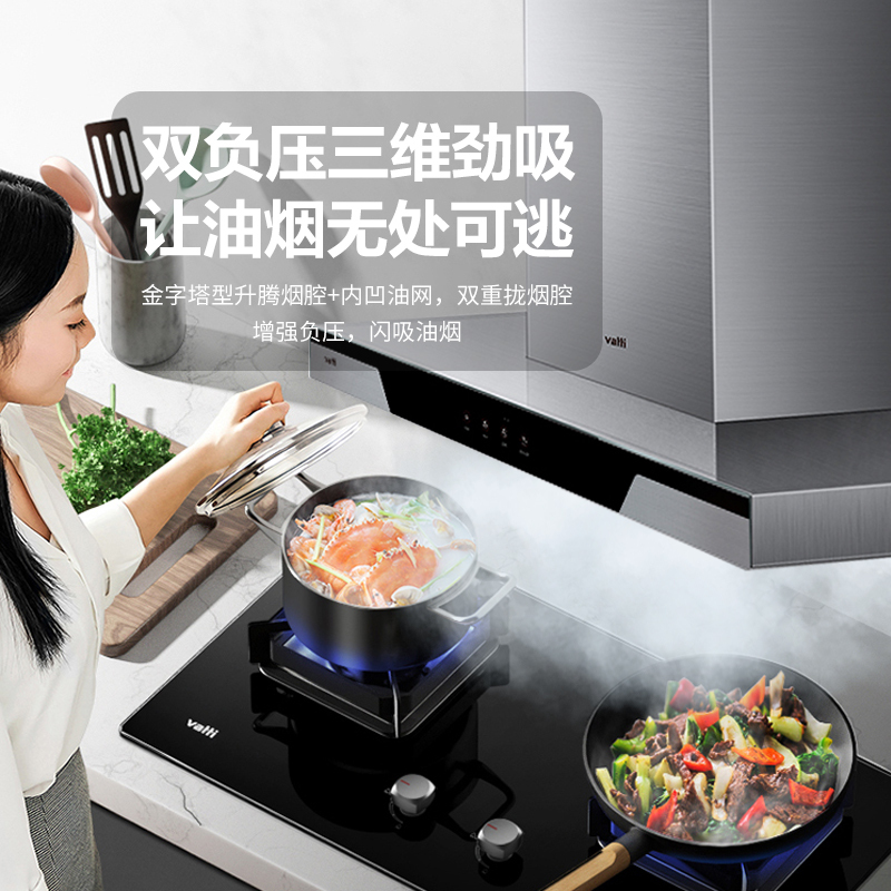 华帝(vatti)20立方大吸力欧式油烟机E667B+天然气灶B8203B