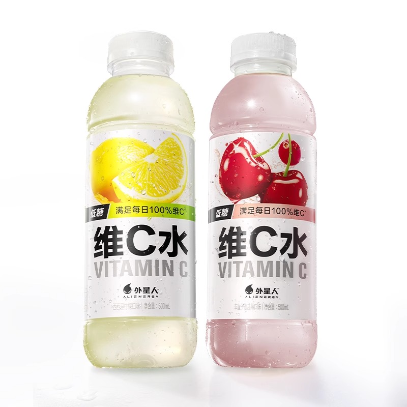 外星人维C水车厘子越莓味柠檬低糖VC果味果汁饮料500ml整箱批