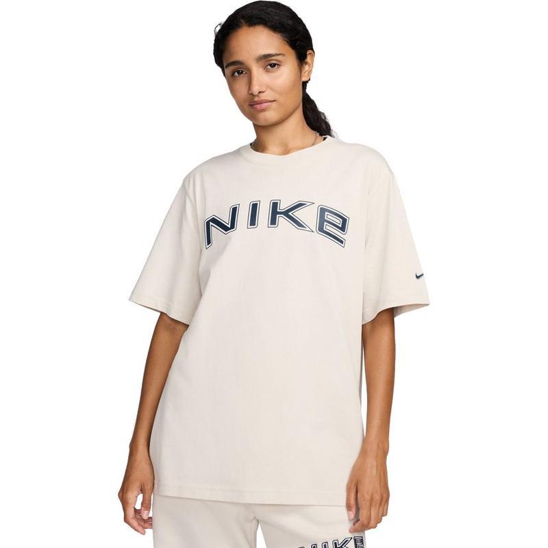 NIKE女士运动T恤中等重量棉质宽松舒适大尺码印花