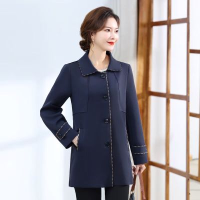 权小威 早秋季中年妇女妈妈装秋装外套大码风衣中长款中老年人穿洋气2022新款阔太太上衣女春秋