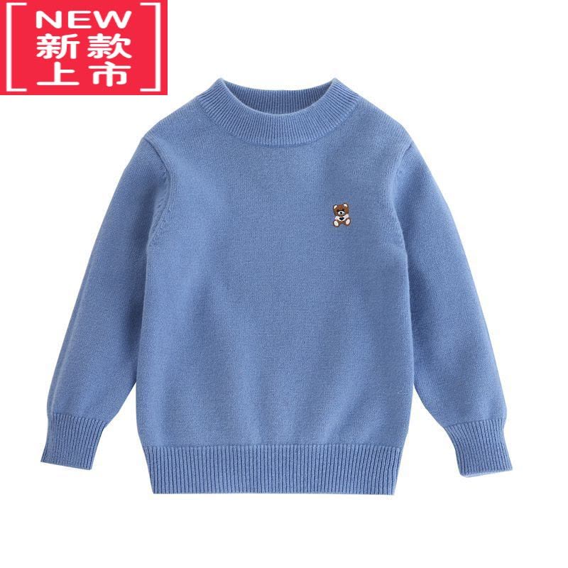 可莉允儿童纯山衫男童半高领套头双层女童宝宝毛衣中大童衫加厚图片