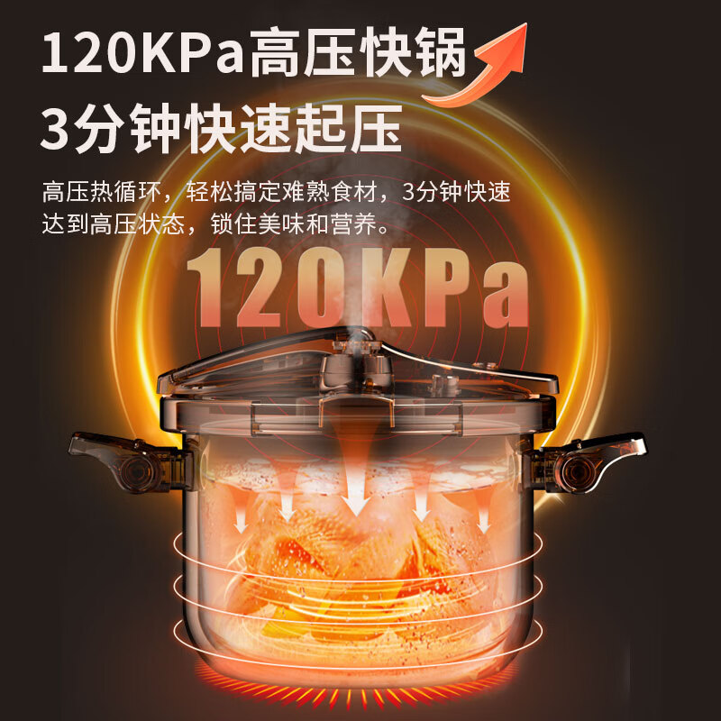康巴赫(KBH) KYS-22S31E 双档调压可立盖三层钢压力快锅22cm高清大图
